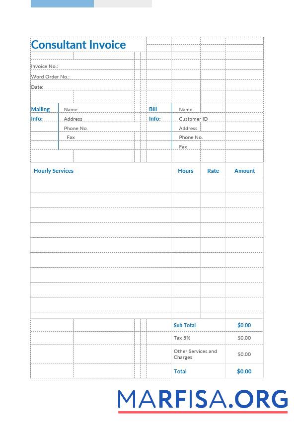 Blank Consultant Invoice Template